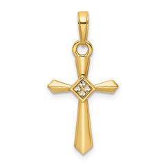 14K w/Rhodium D/C Cross Pendant - 5