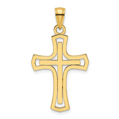 14K Polished Cross Pendant - 9