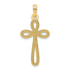 14K Beaded Cross Pendant - 2