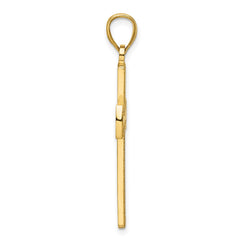 14K Polished Beaded Cross Pendant - 2