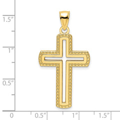 14K Polished Beaded Cross Pendant - 3