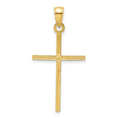 14K Polished Beaded Cross Pendant - 17