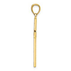 14K Polished Beaded Cross Pendant - 5