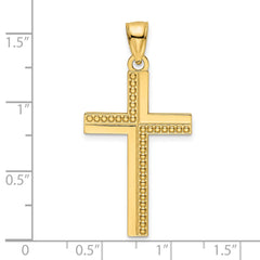 14K Polished Beaded Cross Pendant - 5