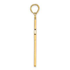 14k Beaded & Polished Cross Pendant