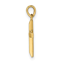 14K Polished Tapered Ends Hollow Cross Pendant