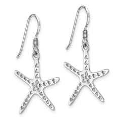 Sterling Silver Rhodium-plated Polished Starfish Dangle Earring - 2