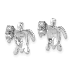 Sterling Silver Rhodium-plated Enameled Polished Dive Flag Turtle Post Earring