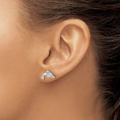 Sterling Silver Rhodium-plated Polished Dolphin Post Earring