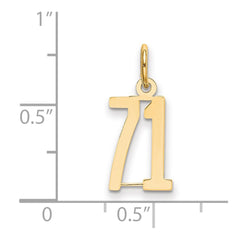 14k Small Elongated Number 71 Charm