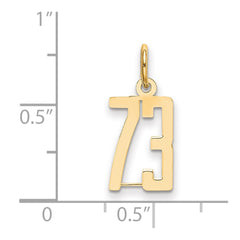 14k Small Elongated Number 73 Charm