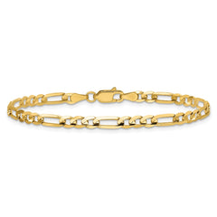 14K 8 inch 4mm Concave Open Figaro with Lobster Clasp Bracelet