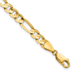 14K 9 inch 5.5mm Concave Open Figaro with Lobster Clasp Chain