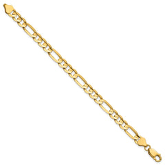 14K 7 inch 6.75mm Concave Open Figaro with Lobster Clasp Bracelet