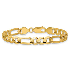 14K 7 inch 6.75mm Concave Open Figaro with Lobster Clasp Bracelet