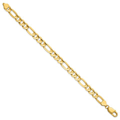 14K 8 inch 7.5mm Concave Open Figaro with Lobster Clasp Bracelet