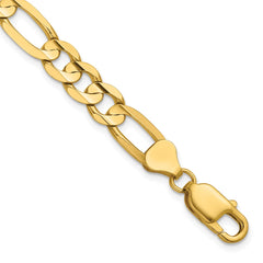 14K 8 inch 7.5mm Concave Open Figaro with Lobster Clasp Bracelet