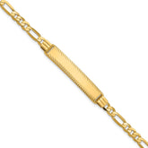 14k Polished Solid Chain/Solid Plate Figaro Link Diamond-cut 32.5x6.5mm Plate 8 inch ID Bracelet