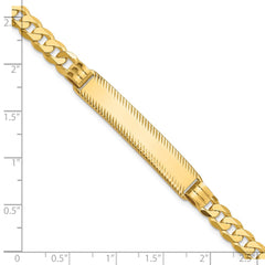 14k Polished Solid Chain/Solid Plate Curb Link Diamond-cut 40x8mm Plate 7 inch ID Bracelet - 2