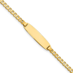 14k Polished Solid Chain/Solid Plate Curb Link 19.5x5.5mm Plate 8 inch ID Bracelet
