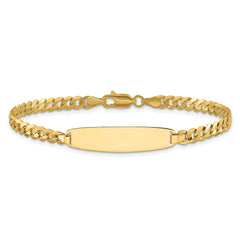 14k Polished Solid Chain/Solid Plate Flat Curb Link Rounded 32.5x7.4mm Plate 8 inch ID Bracelet