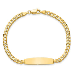 14k Polished Solid Chain/Solid Plate Flat Curb Link Rounded 32.5x7.4mm Plate 7 inch ID Bracelet