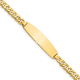 14k Polished Solid Chain/Solid Plate Flat Curb Link Rounded 32.5x7.4mm Plate 7 inch ID Bracelet