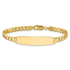 14k Polished Solid Chain/Solid Plate Curb Link Rounded 35x8.5mm Plate 7 inch ID Bracelet