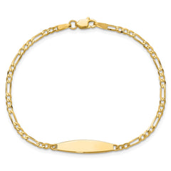 14k Polished Solid Chain/Solid Plate Figaro Link 24.6x5.5mm Plate 7 inch ID Bracelet