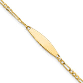 14k Polished Solid Chain/Solid Plate Figaro Link 24.6x5.5mm Plate 8 inch ID Bracelet