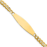 14k Polished Solid Chain/Solid Plate Flat Curb Link 29.5x8mm Plate 7 inch ID Bracelet