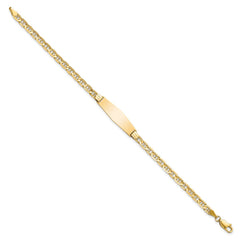 14k Polished Solid Chain/Solid Plate Anchor Link Soft Diamond Shape 24.5x7.5mm Plate 7 inch ID Bracelet