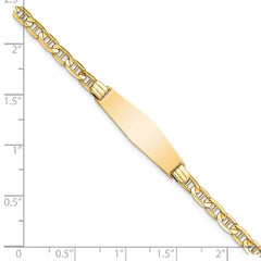 14k Polished Solid Chain/Solid Plate Anchor Link Soft Diamond Shape 24.5x7.5mm Plate 7 inch ID Bracelet