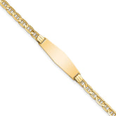 14k Polished Solid Chain/Solid Plate Anchor Link Soft Diamond Shape 24.5x7.5mm Plate 8 inch ID Bracelet
