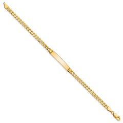 14k Polished Solid Chain/Solid Plate Curb Link 24.5x5mm Plate 7 inch ID Bracelet