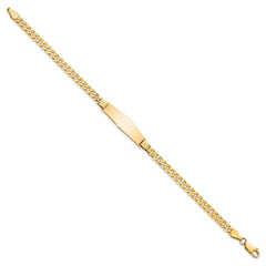 14k Polished Solid Chain/Solid Plate Curb Link Soft Diamond Shape 24.5x7.5mm Plate 8 inch ID Bracelet