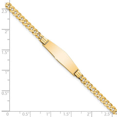 14k Polished Solid Chain/Solid Plate Curb Link Soft Diamond Shape 24.5x7.5mm Plate 8 inch ID Bracelet