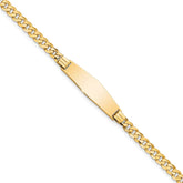 14k Polished Solid Chain/Solid Plate Curb Link Soft Diamond Shape 24.5x7.5mm Plate 7 inch ID Bracelet