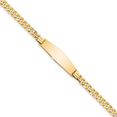 14k Polished Solid Chain/Solid Plate Curb Link Soft Diamond Shape 24.5x7.5mm Plate 8 inch ID Bracelet