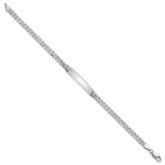 14k White Gold Polished Solid Chain/Solid Plate Flat Curb Link 25.5x5mm Plate 8 inch ID Bracelet