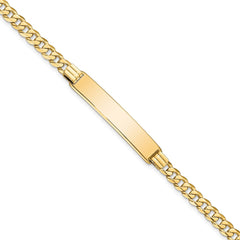 14k Polished Solid Chain/Solid Plate Curb Link 33.5x7mm Plate 8 inch ID Bracelet