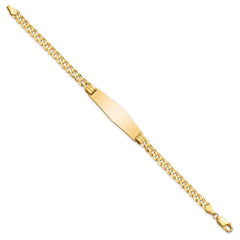 14k Polished Solid Chain/Solid Plate Curb Link Soft Diamond Shape 33x10mm Plate 8 inch ID Bracelet - 2