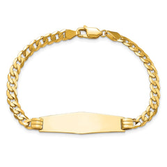 14k Polished Solid Chain/Solid Plate Curb Link Soft Diamond Shape 33x10mm Plate 7 inch ID Bracelet - 2