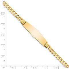 14k Polished Solid Chain/Solid Plate Curb Link Soft Diamond Shape 33x10mm Plate 7 inch ID Bracelet - 2