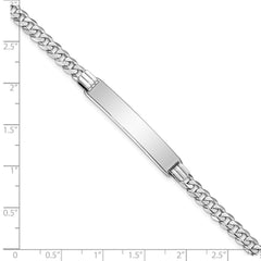 14k White Gold Polished Solid Chain/Solid Plate Flat Curb Link 33.5x7mm Plate 7 inch ID Bracelet