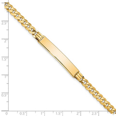 14k Polished Solid Chain/Solid Plate Curb Link 34x7mm Plate 8 inch ID Bracelet