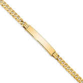 14k Polished Solid Chain/Solid Plate Curb Link 34x7mm Plate 7 inch ID Bracelet
