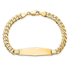 14k Polished Solid Chain/Solid Plate Curb Link Soft Diamond Shape 33x10mm Plate 8 inch ID Bracelet