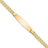 14k Polished Solid Chain/Solid Plate Curb Link Soft Diamond Shape 33x10mm Plate 7 inch ID Bracelet