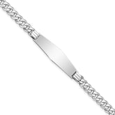 14k White Gold Polished Solid Chain/Solid Plate Flat Curb Link Soft Diamond Shape 33x10mm Plate 7 inch ID Bracelet - 2